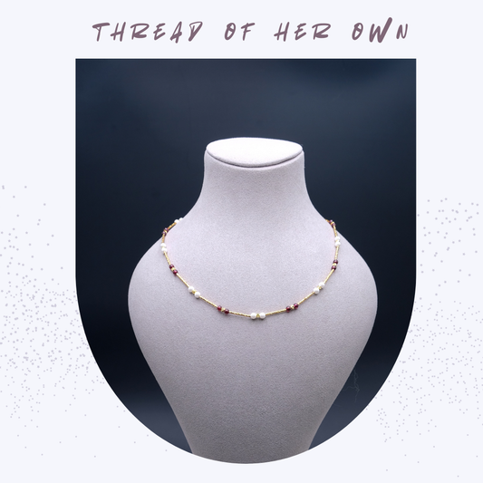 Thread of Her Own | Garnet Necklace Bracelet Set