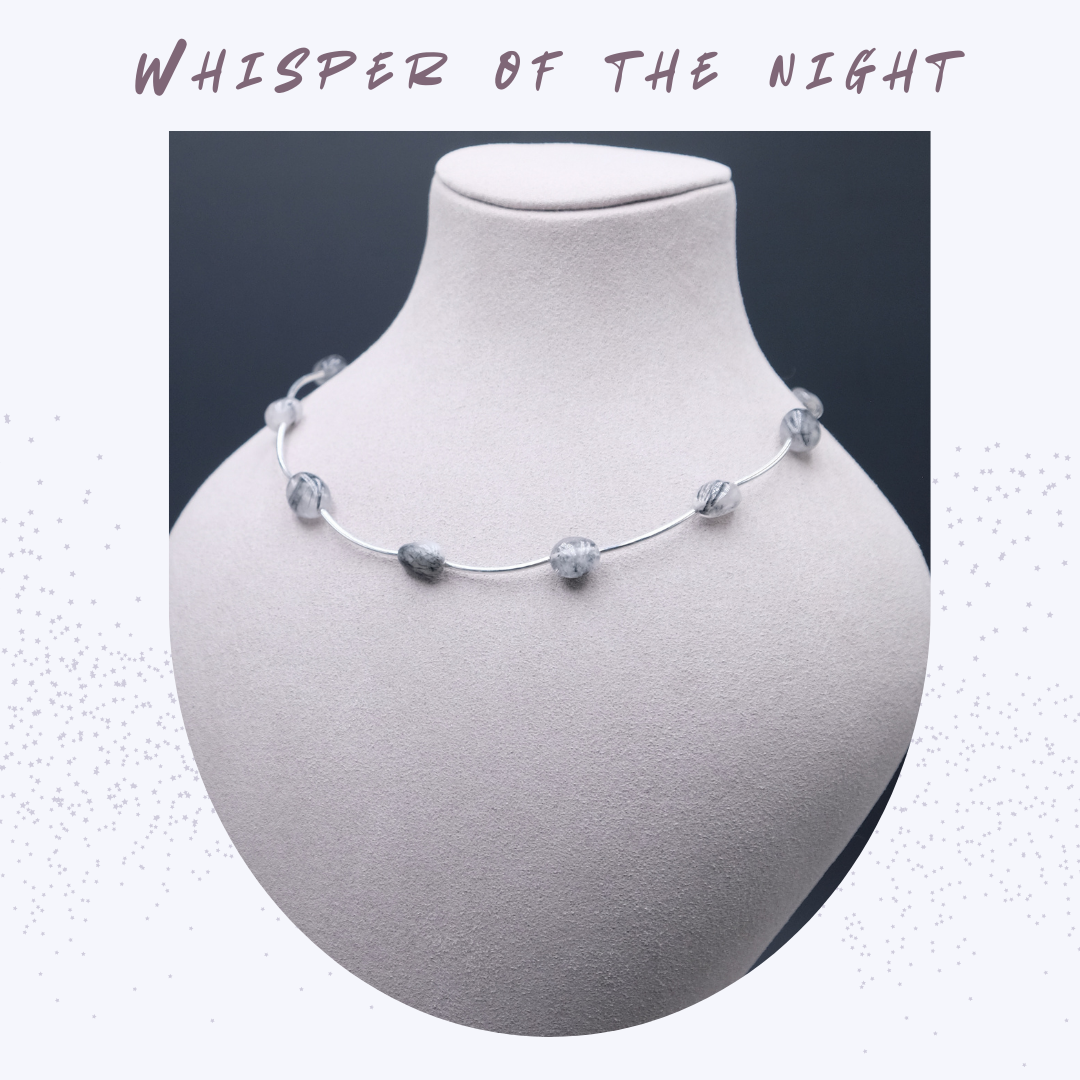Whispers of the Night | Black Rutilated Quartz Necklace & Bracelet Set