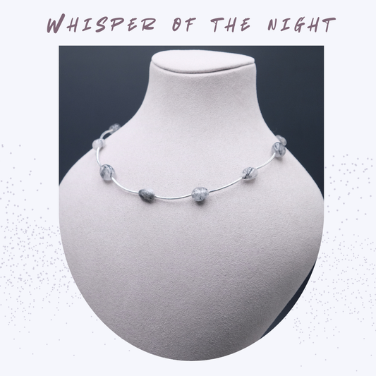 Whispers of the Night | Black Rutilated Quartz Necklace & Bracelet Set