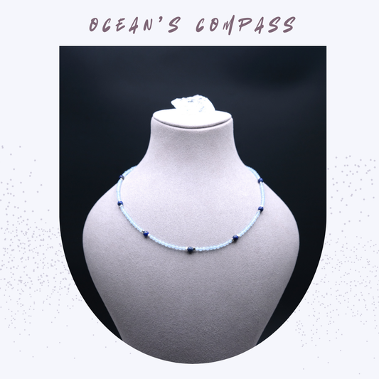 Ocean's Compass | Aquamarine & Azurite Necklace