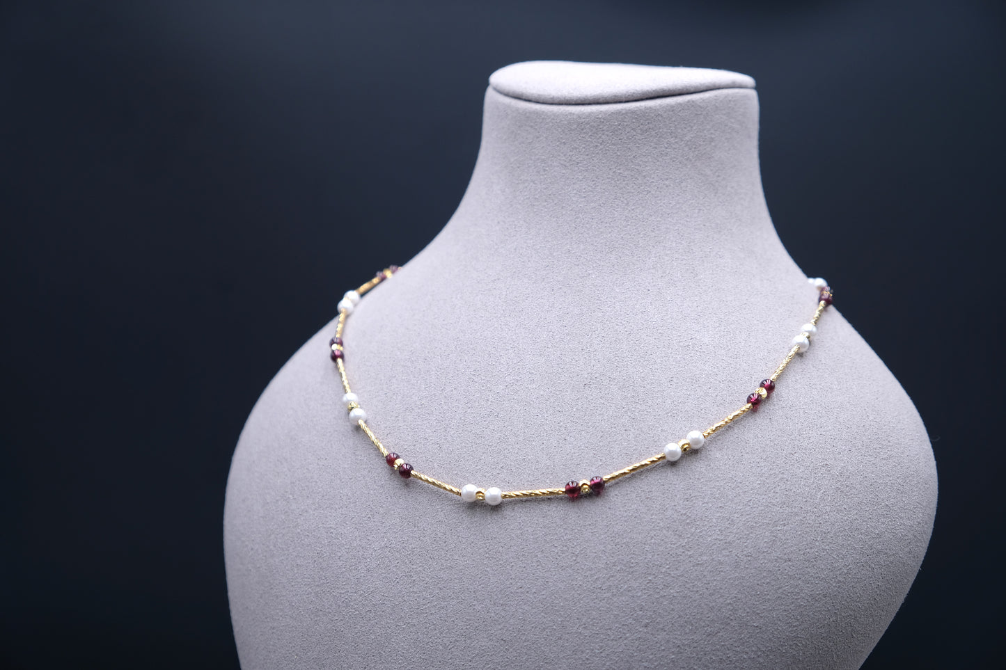 Thread of Her Own | Garnet Necklace Bracelet Set