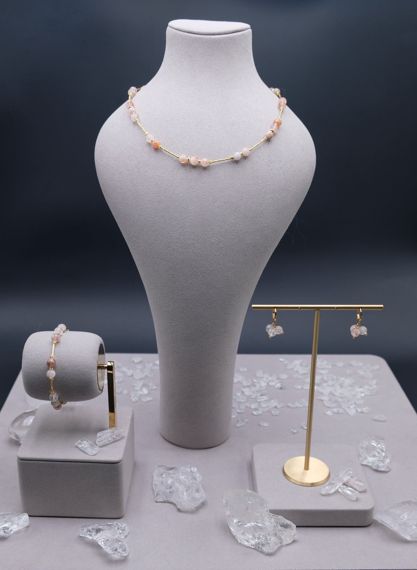 Light Between Shadows | Black Golden Super Seven & 18K Gold-Plated Necklace Set