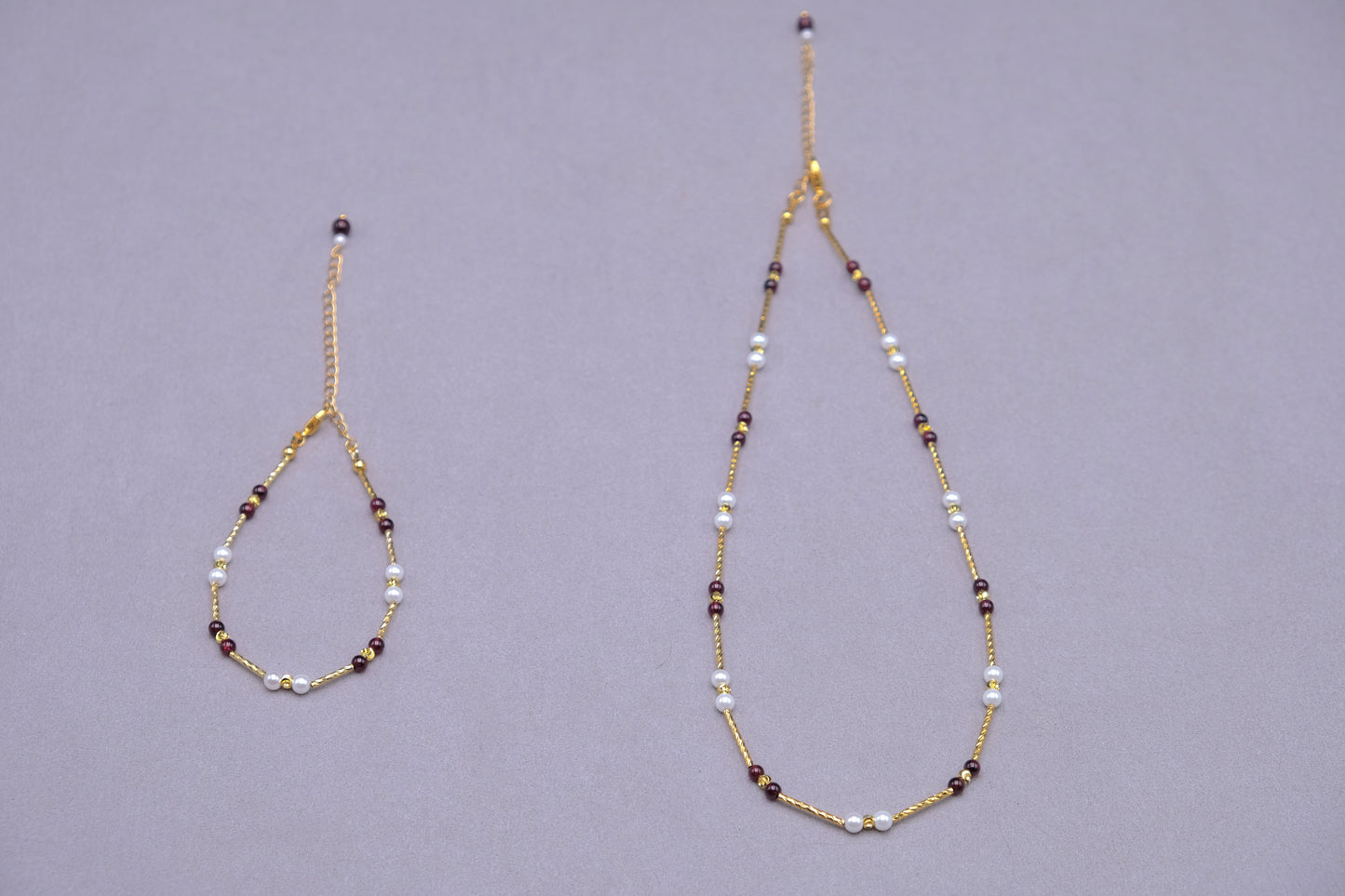 Thread of Her Own | Garnet Necklace Bracelet Set