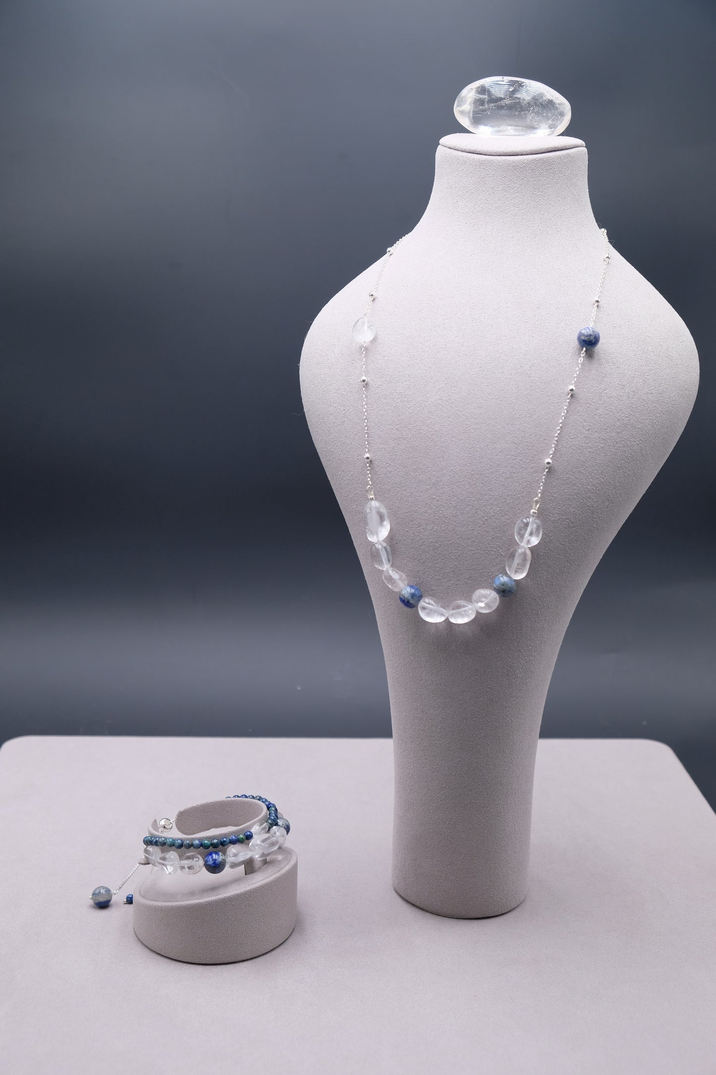 Earthbound Clarity — Clear Quartz · Map Stone  Jewerly Set